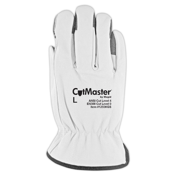 CutMaster Lined Leather Driver Glove With Keprotec Grip Strips  Cut Level 4